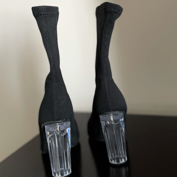 Knit Detail Glass Heeled Sock Boots - Picture 3 of 4